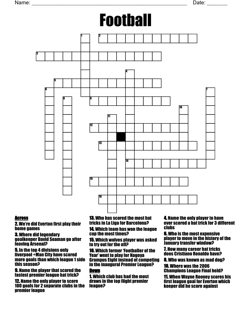 Football Crossword