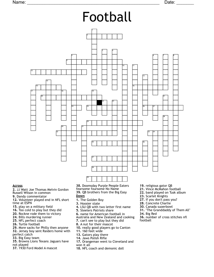 Football Crossword