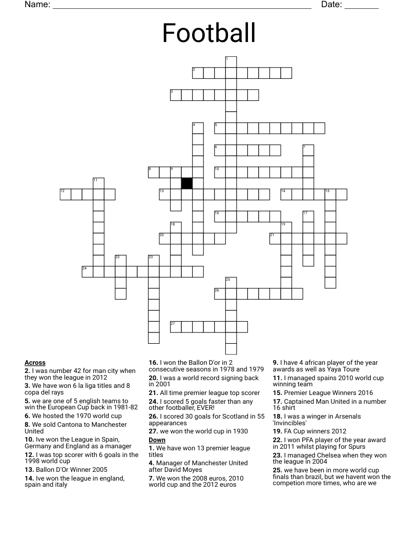 Football Crossword