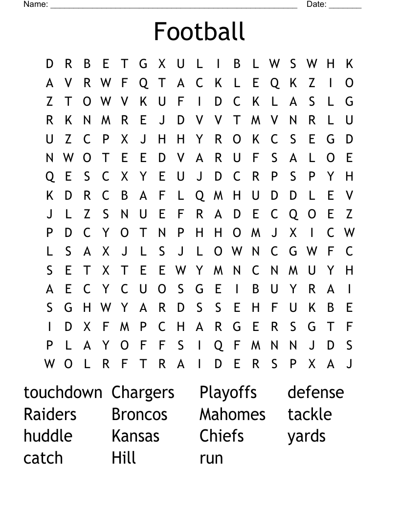 Football Word Search