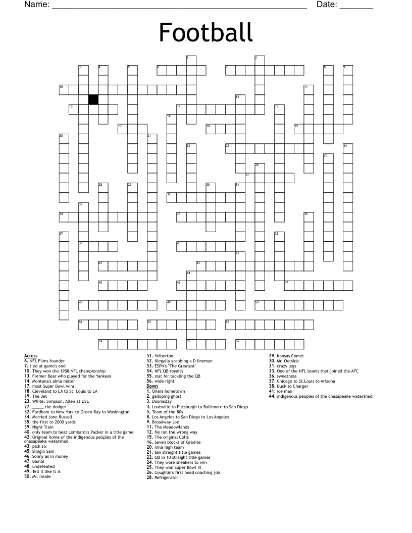 Football Crossword