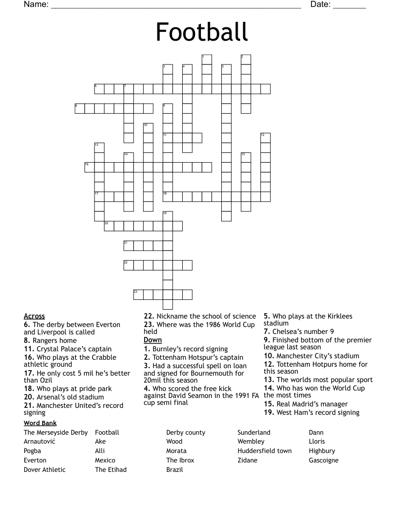 Football Crossword
