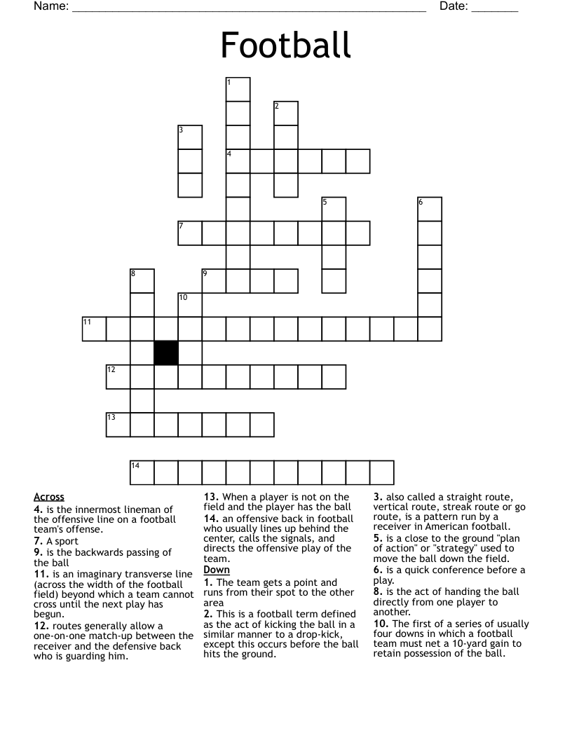 Football Crossword