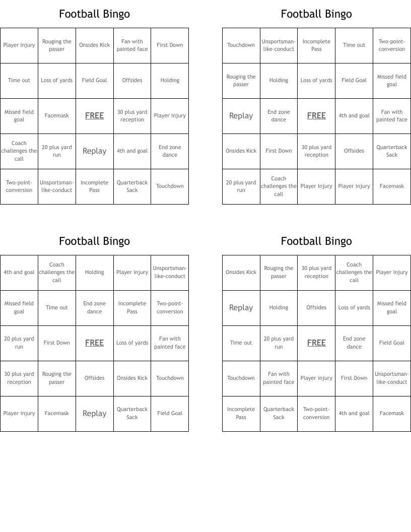 Football Bingo