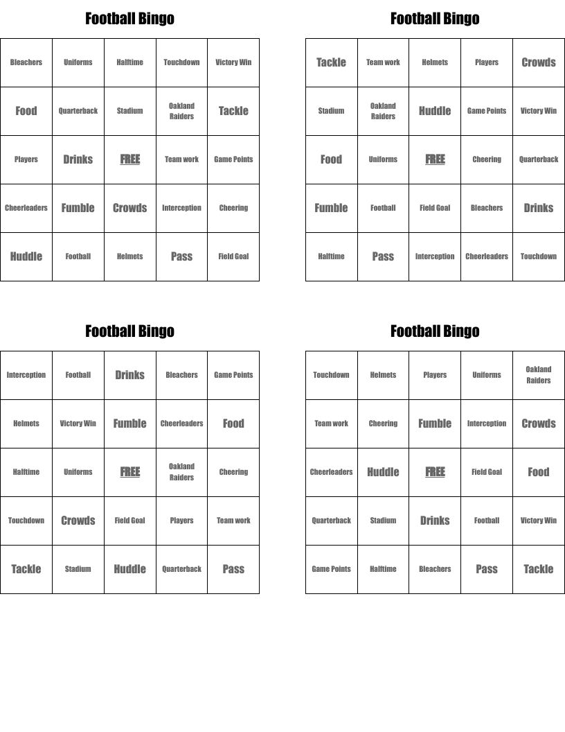 Football Bingo