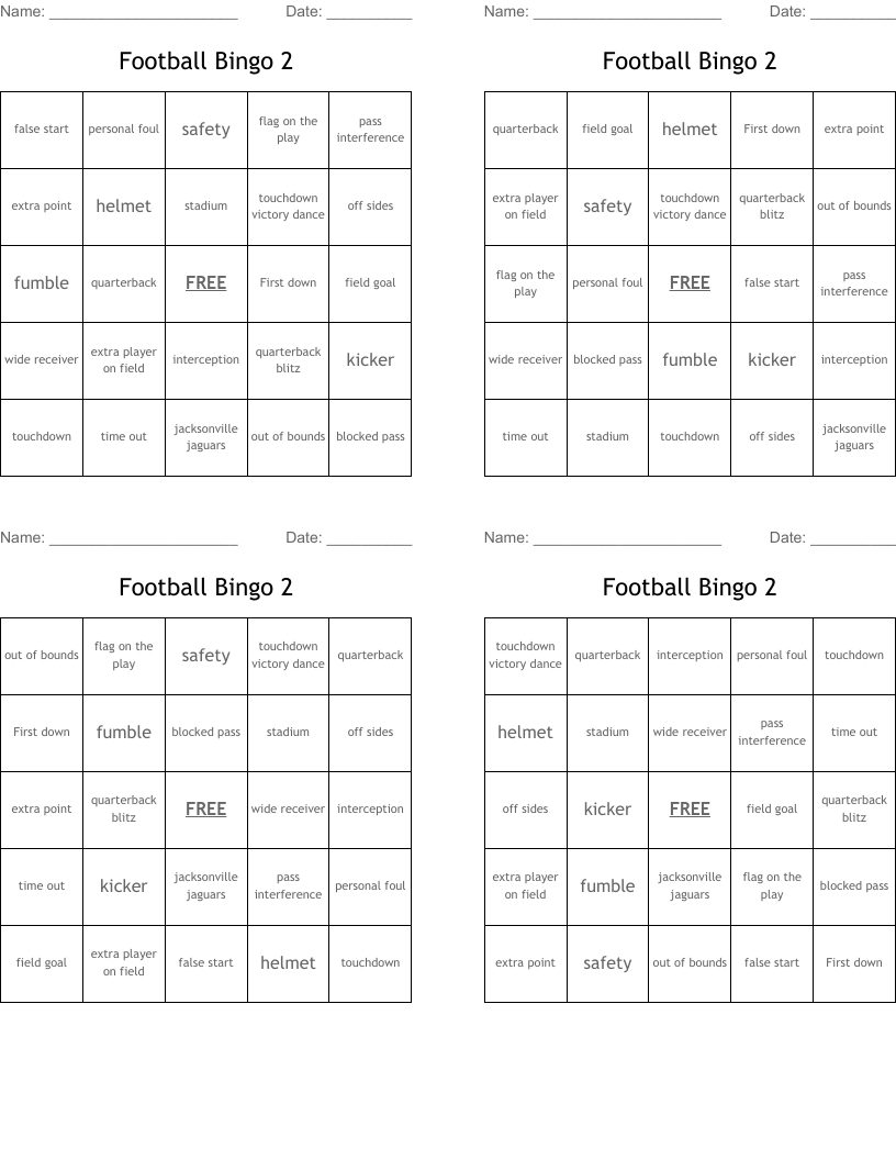 Football Bingo 2