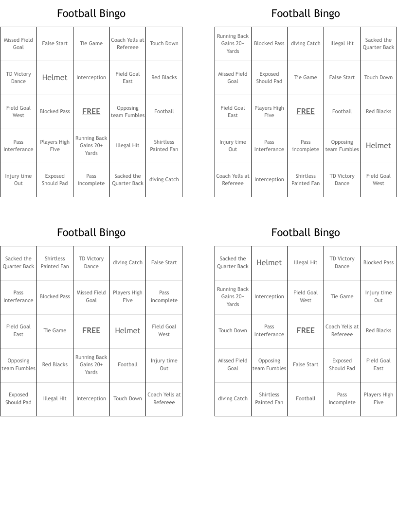 Football Bingo
