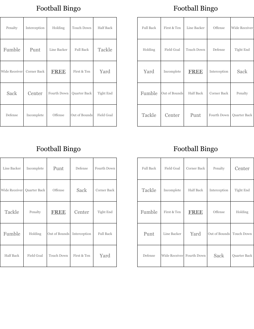 Football Bingo