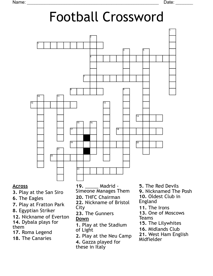 Football Crossword