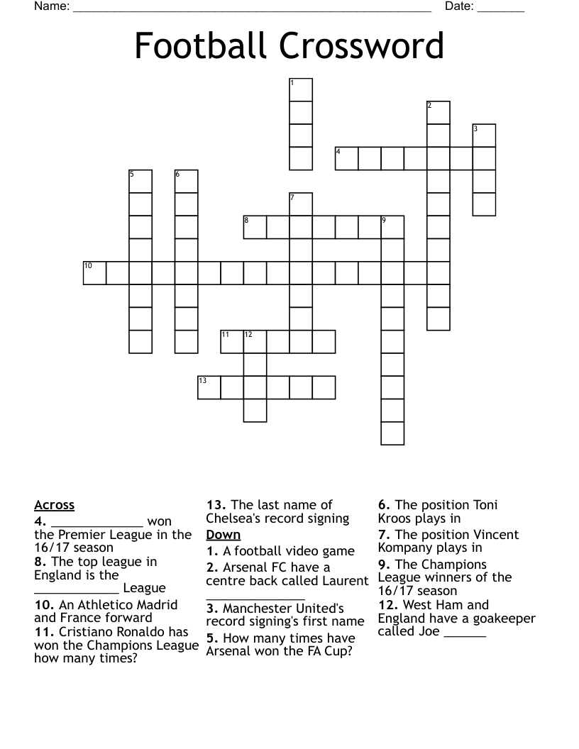 Football Crossword