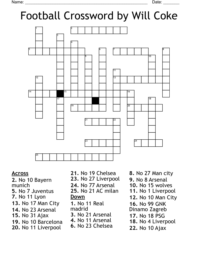 Football Crossword by Will Coke