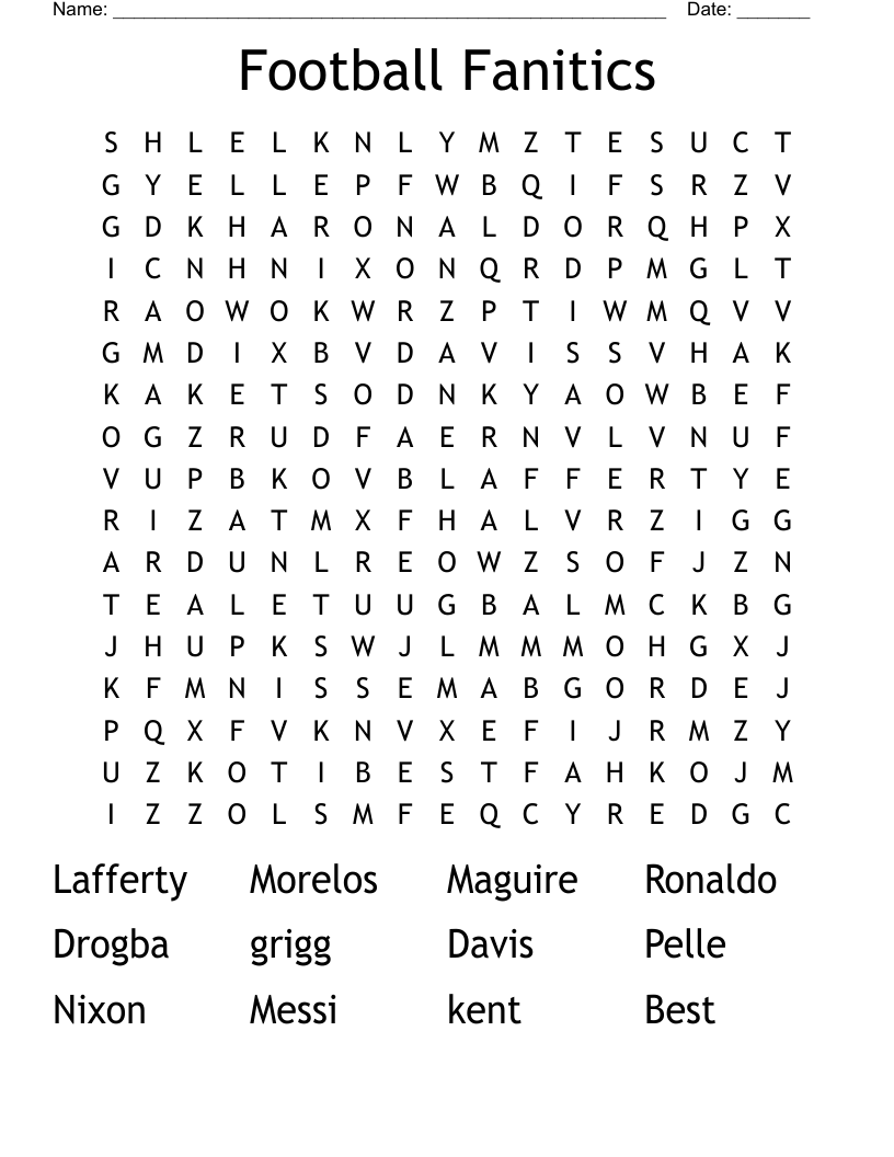 Football Fanitics  Word Search
