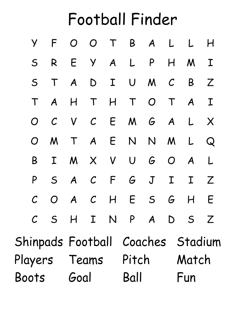 Football Finder Word Search