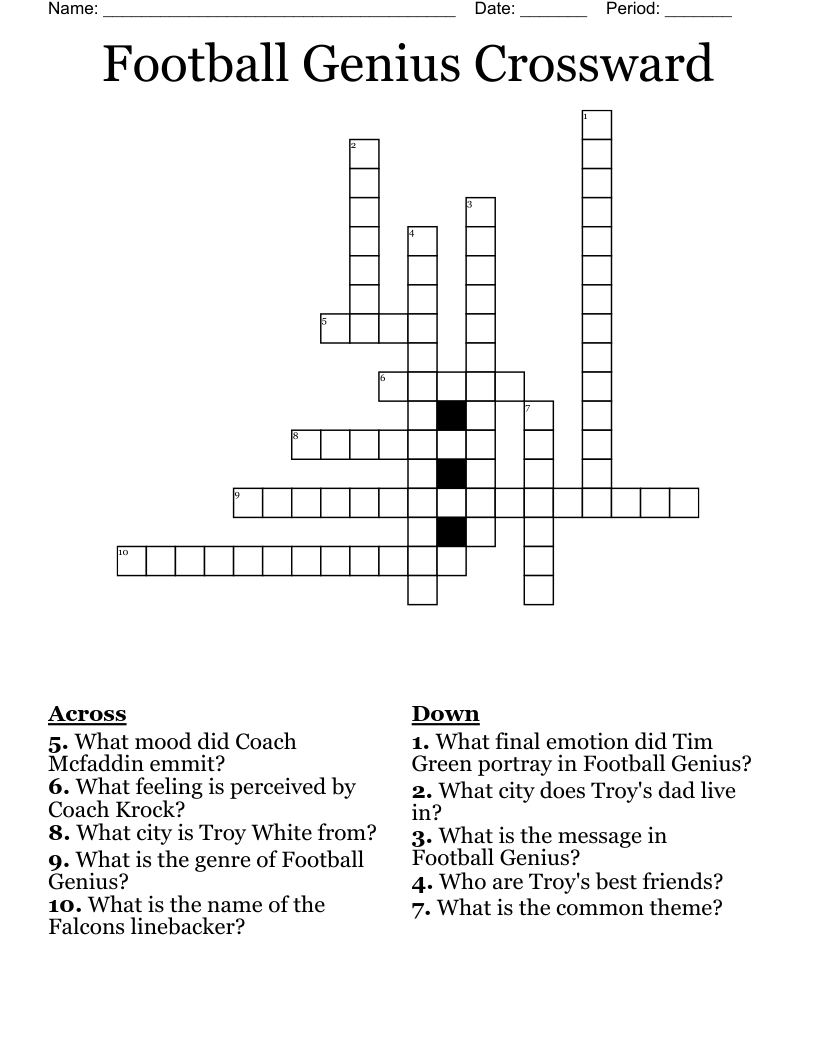 Football Genius Crossward Crossword