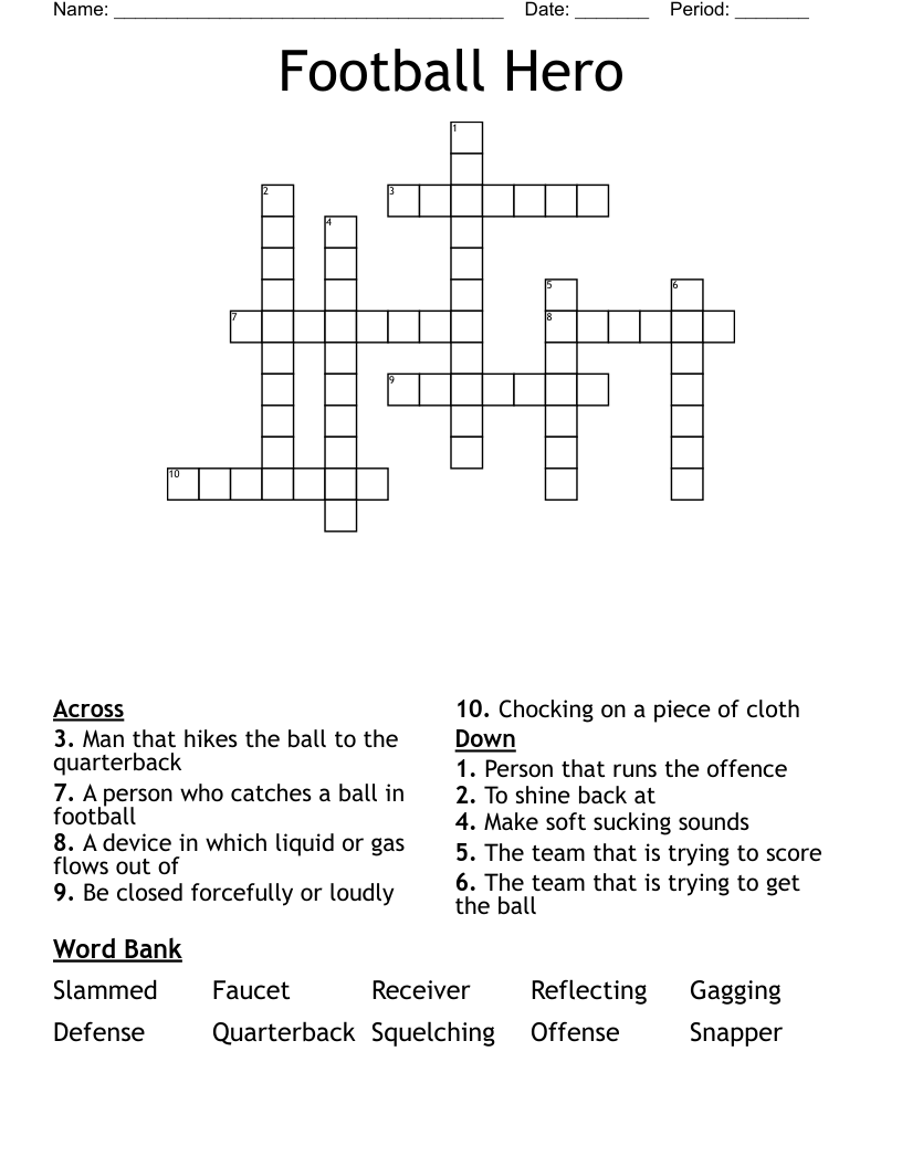 Football Hero Crossword