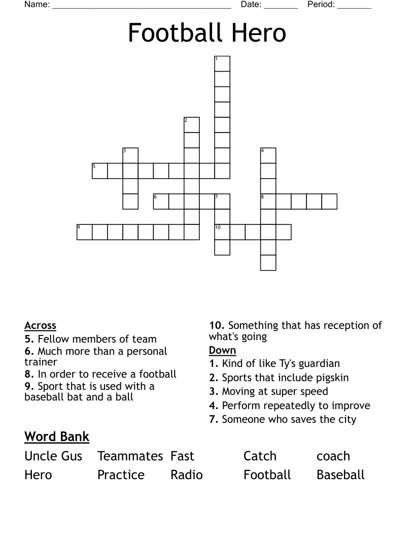 Football Hero Crossword