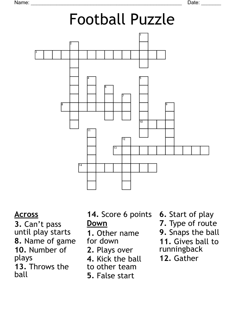 Football Puzzle  Crossword