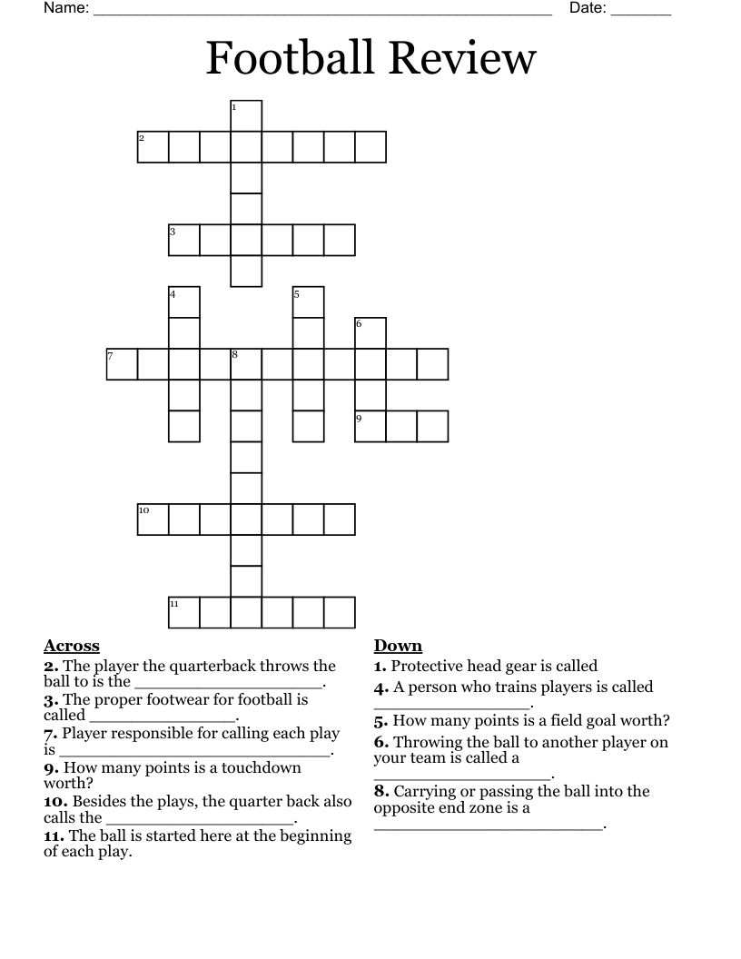 Football Review Crossword