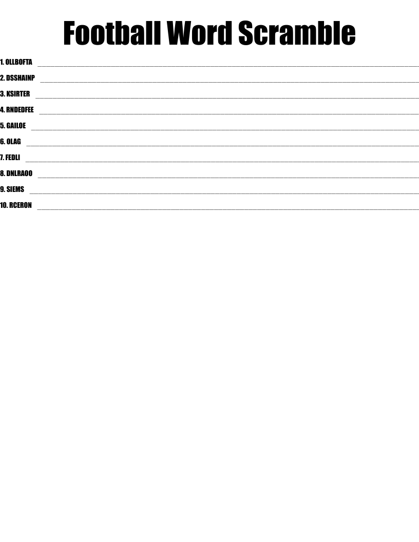 Football Word Scramble