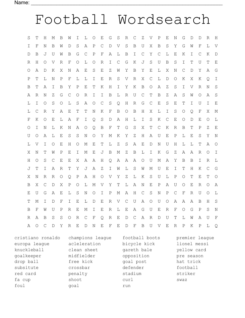 Football Wordsearch