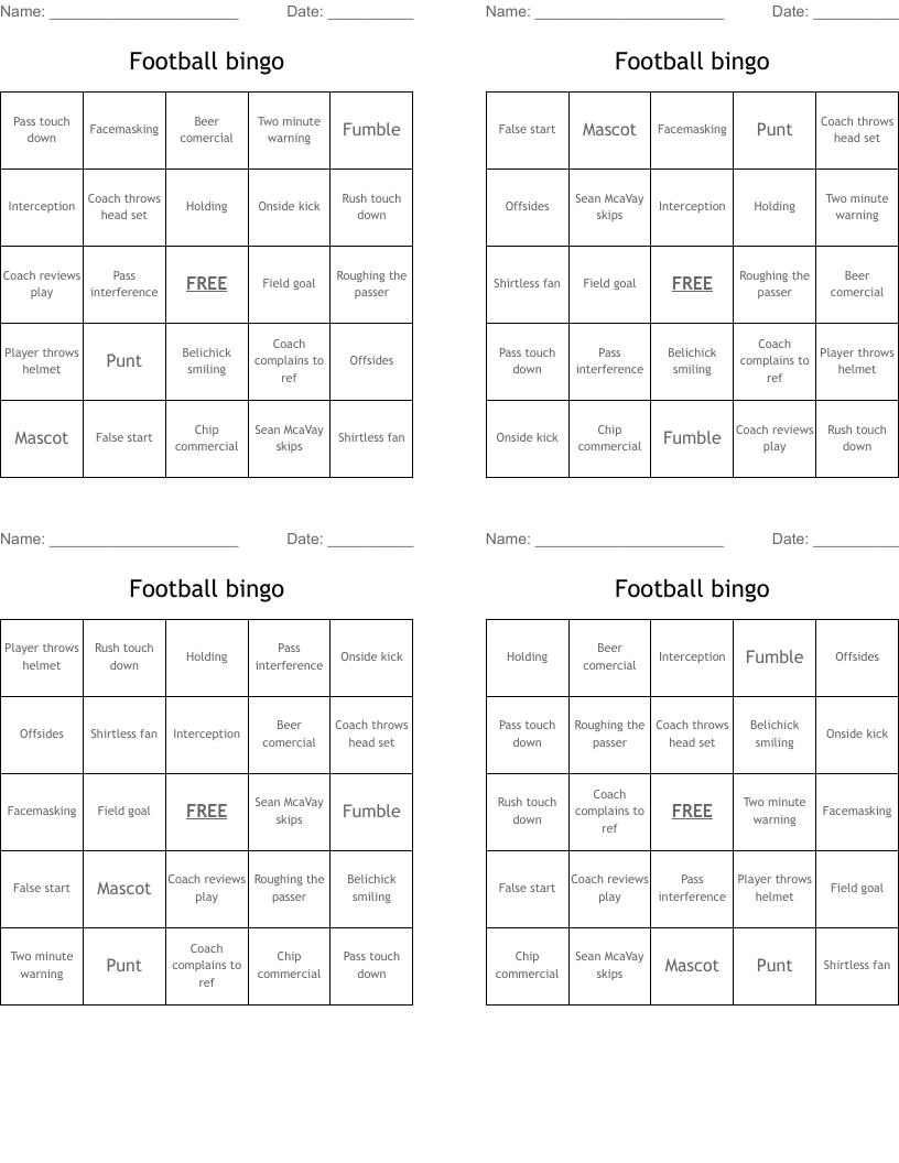 Football bingo