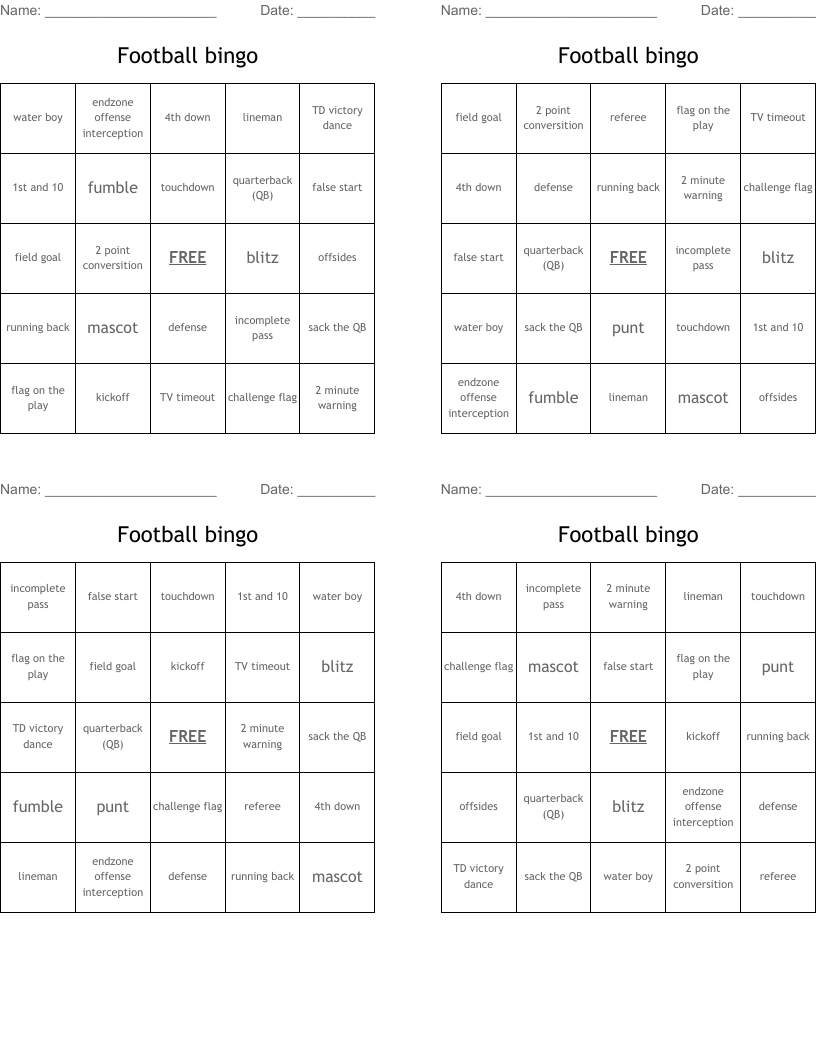 Football bingo