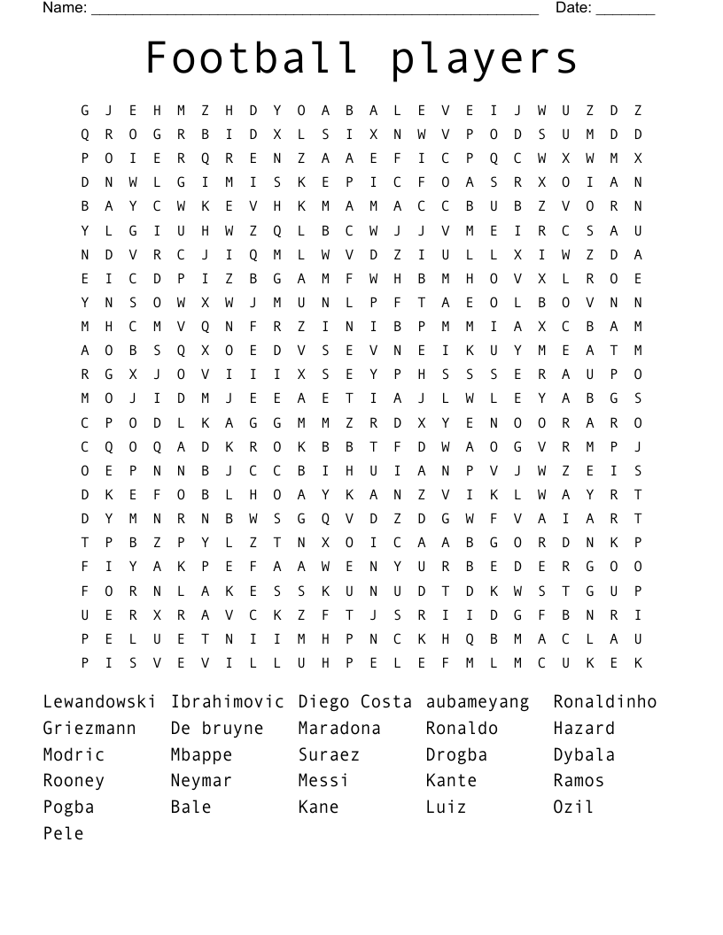 Football players Word Search