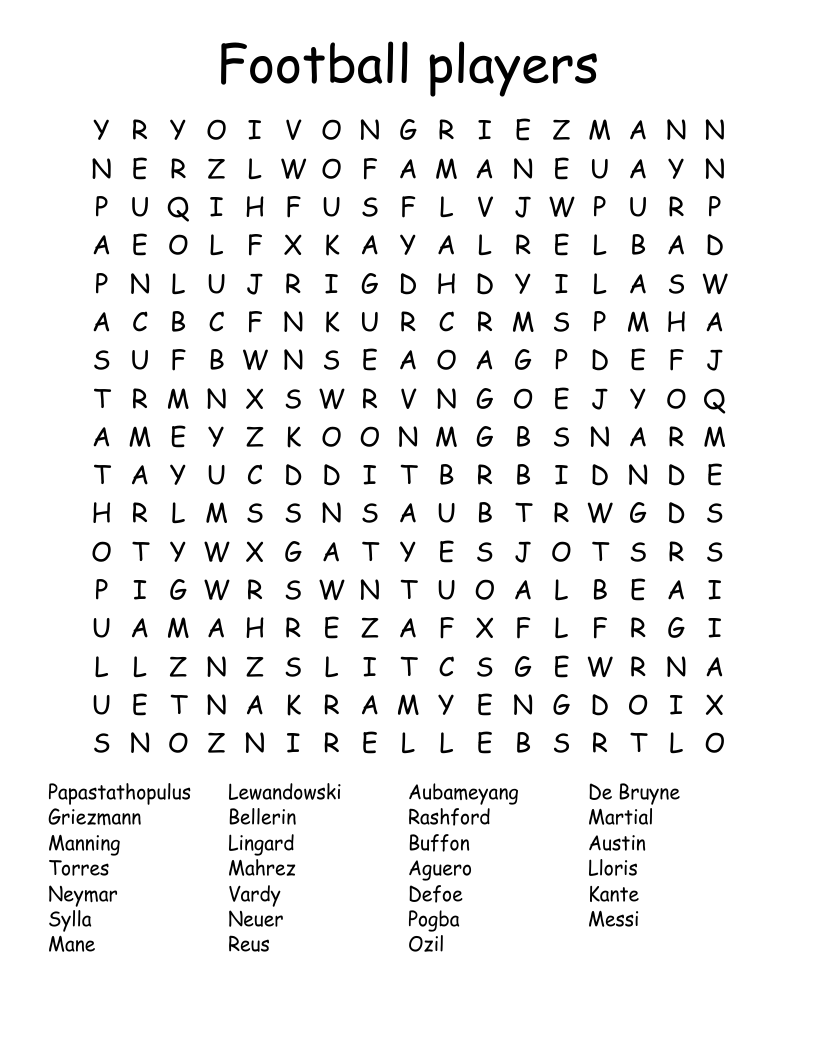 Football players Word Search