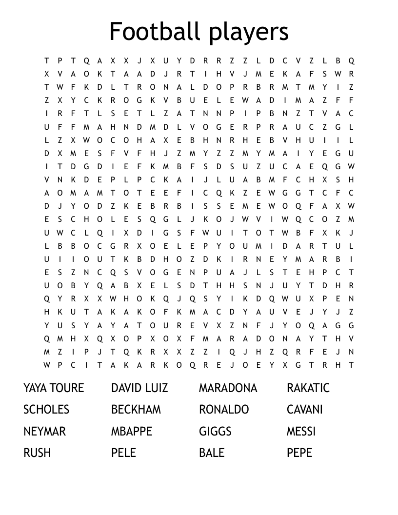 Football players  Word Search