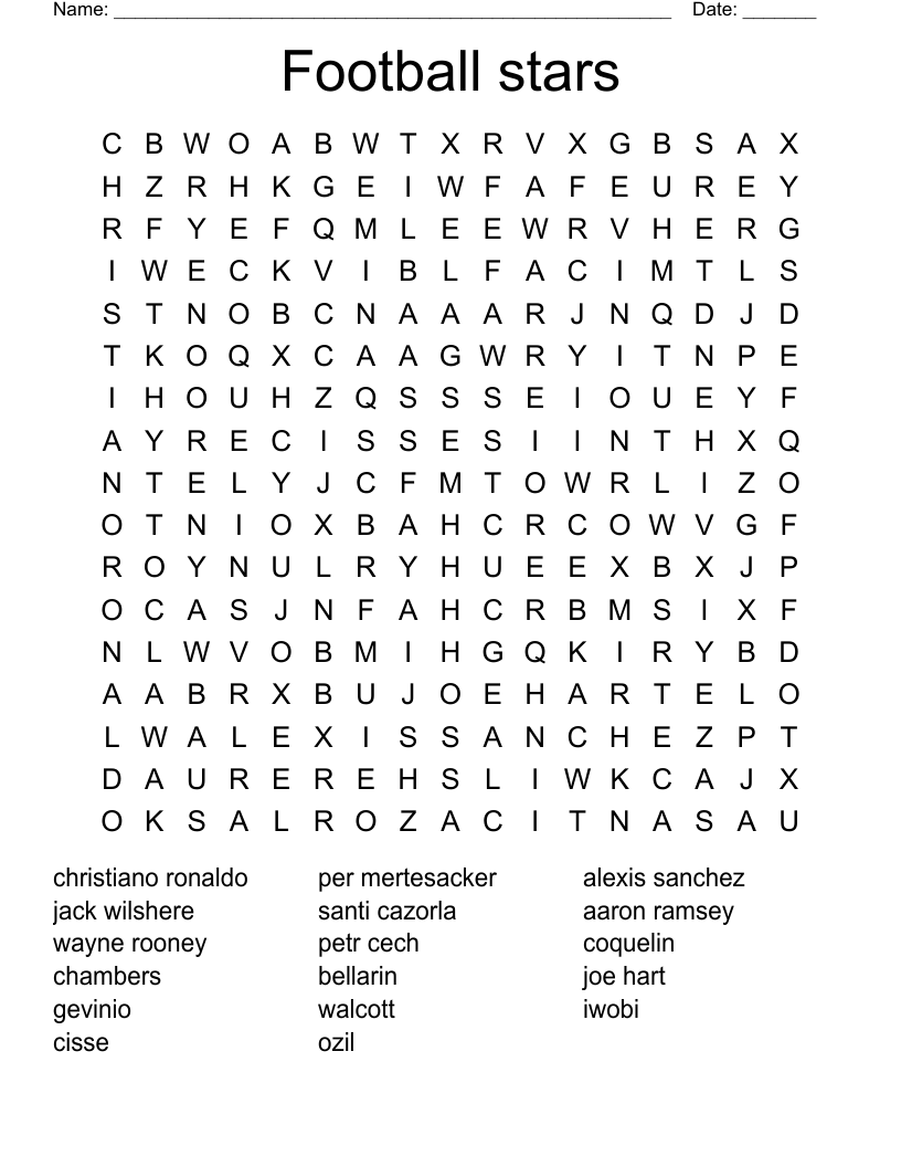 Football stars Word Search