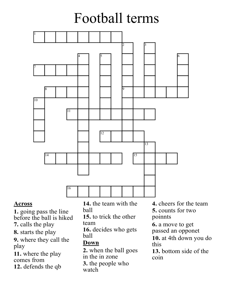 Football terms Crossword