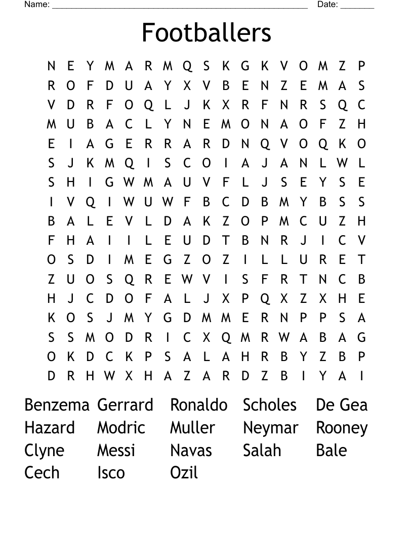 Footballers Word Search