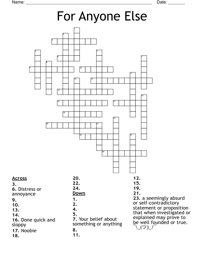 For Anyone Else Crossword