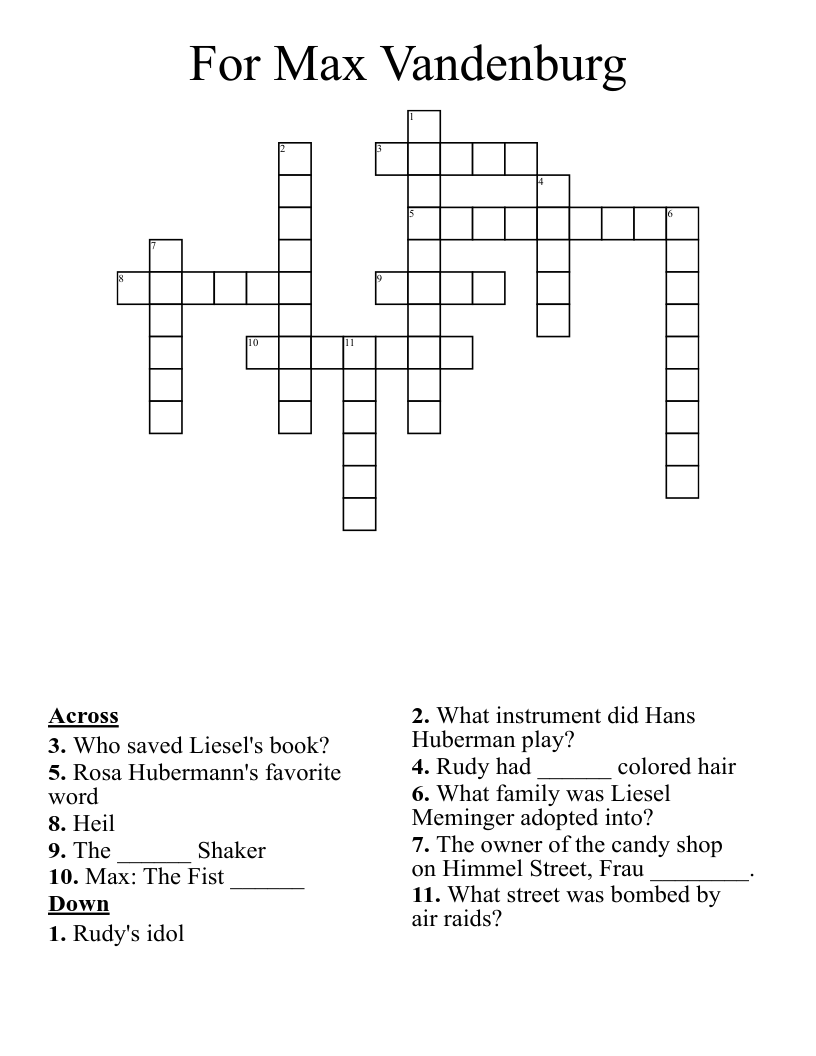 For Max Vandenburg Crossword