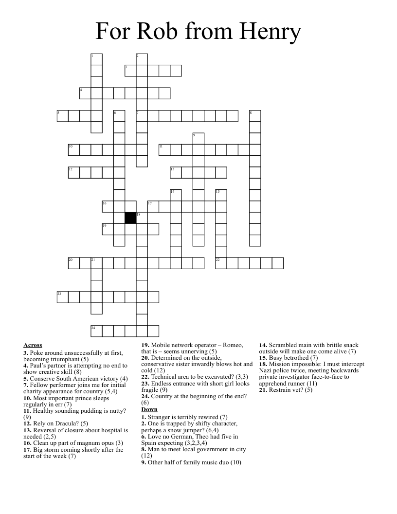 For Rob from Henry Crossword