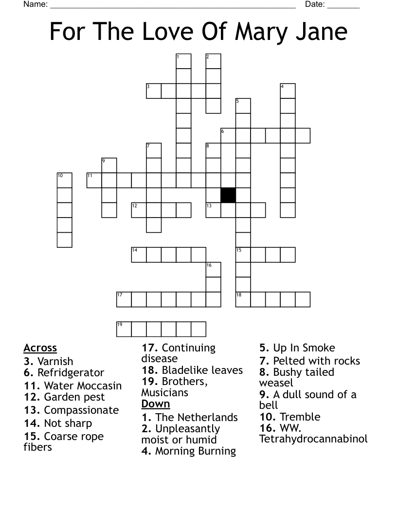 For The Love Of Mary Jane Crossword