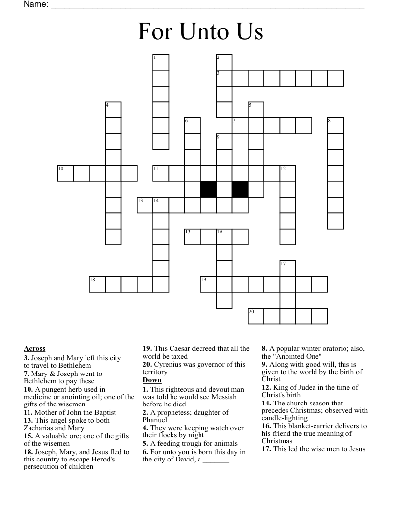 For Unto Us Crossword