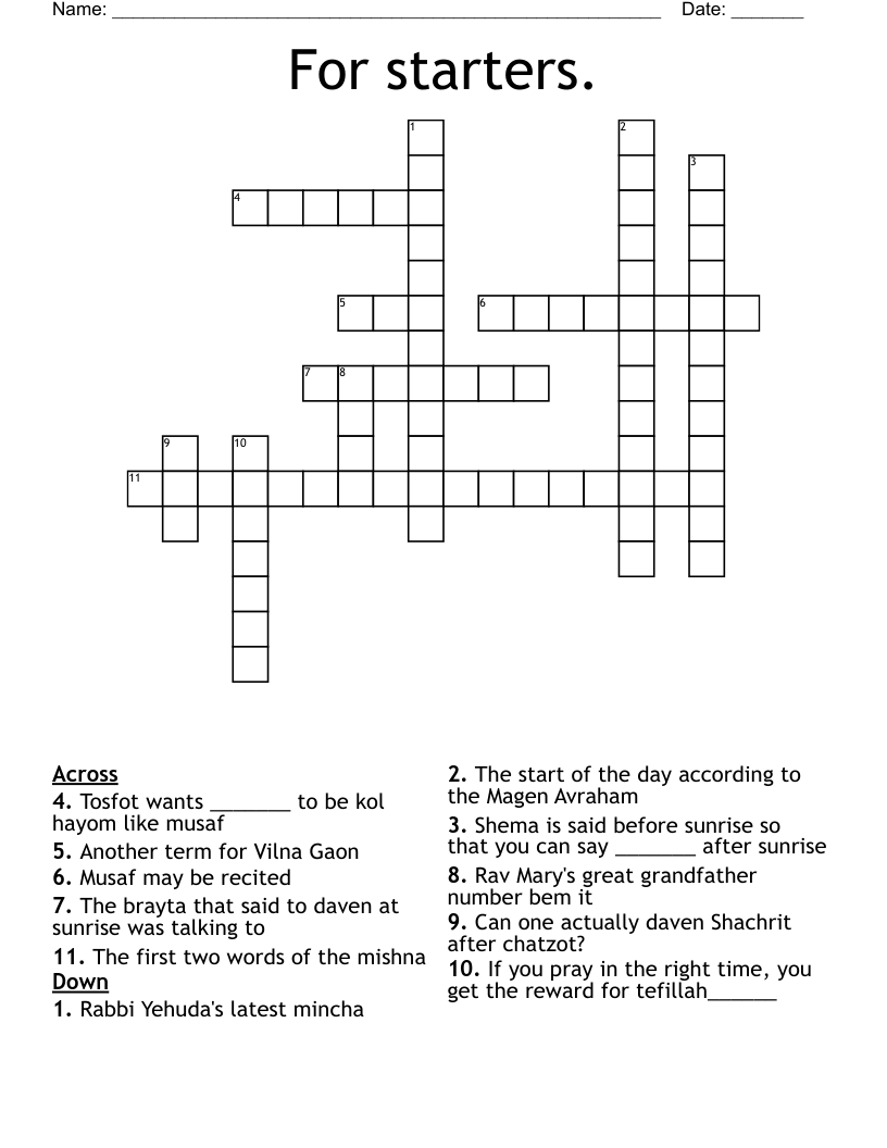 For starters.  Crossword