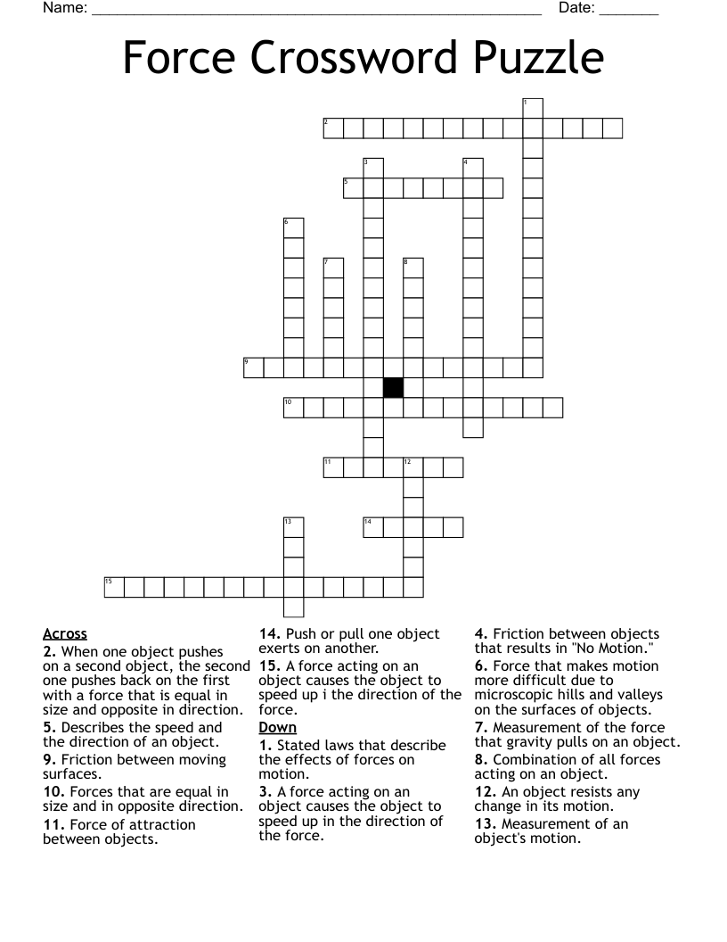Force Crossword Puzzle