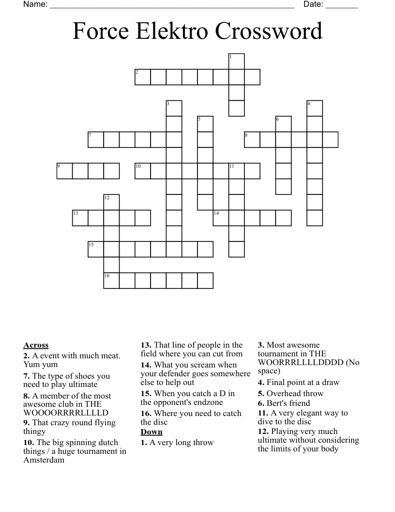 Force Elektro Crossword