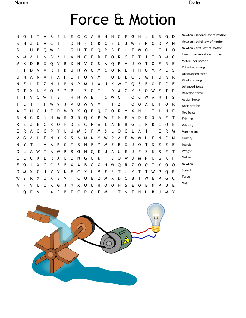 Force & Motion  Word Search
