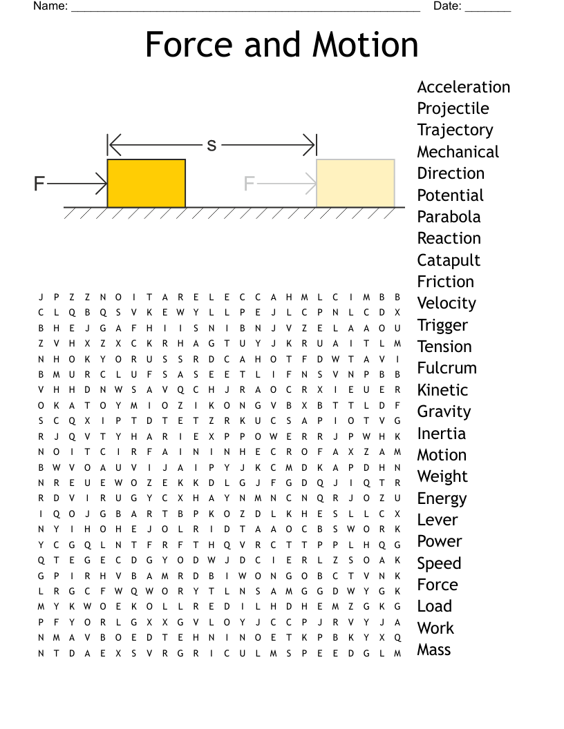 Force and Motion Word Search