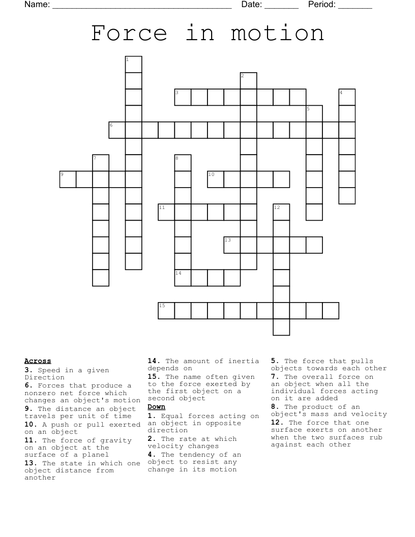 Force in motion  Crossword