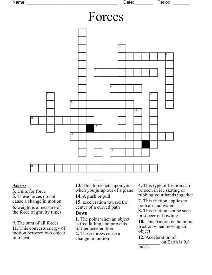 Forces Crossword