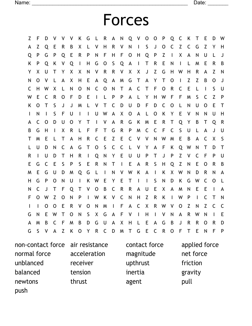 Forces Word Search