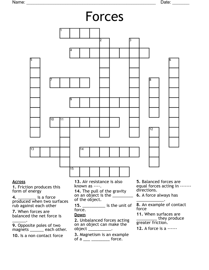Forces Crossword