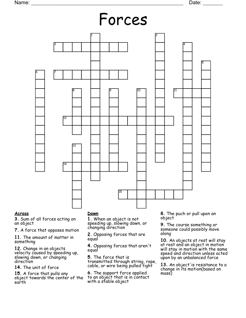 Forces Crossword