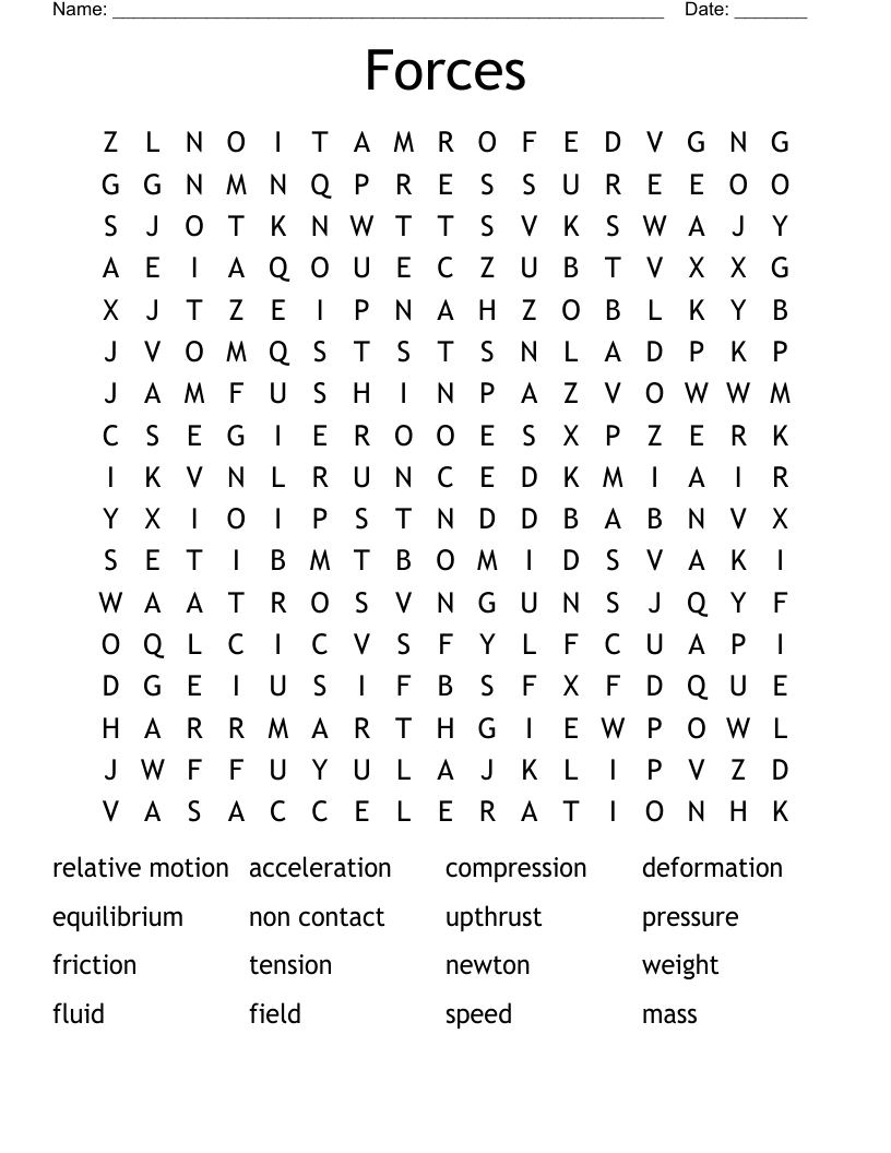 Forces Word Search