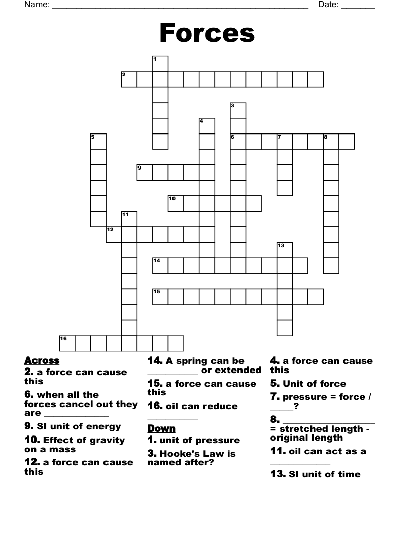Forces Crossword