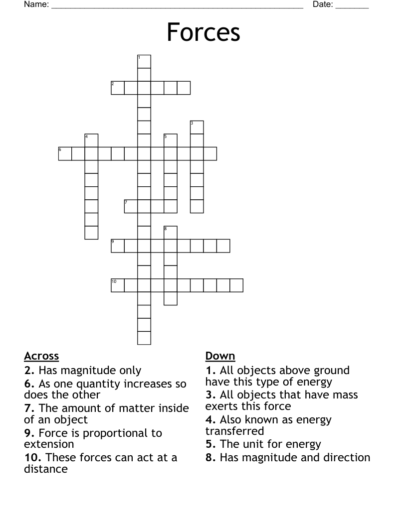 Forces Crossword